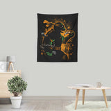 Orange Partying Ninja - Wall Tapestry