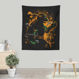 Orange Partying Ninja - Wall Tapestry