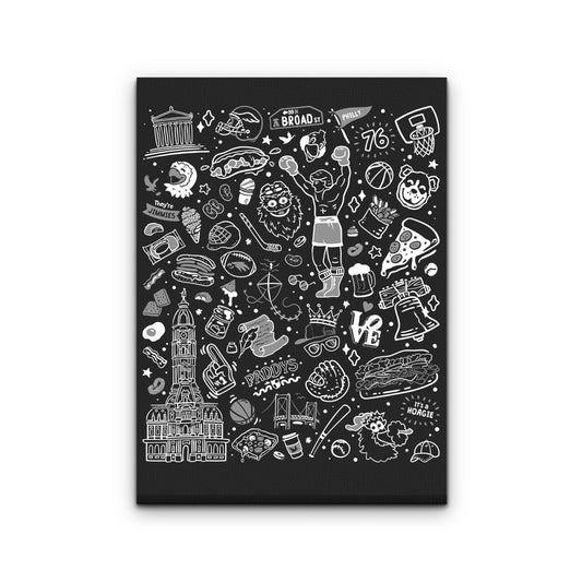 Philly Icons (Black) - Canvas Print