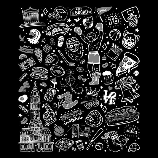 Philly Icons (Black) - Throw Pillow