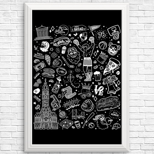 Philly Icons (Black) - Posters & Prints