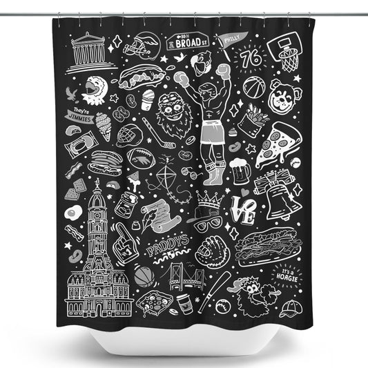 Philly Icons (Black) - Shower Curtain