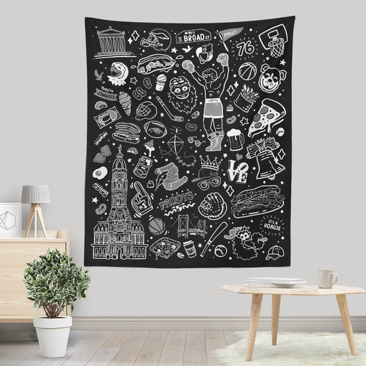Philly Icons (Black) - Wall Tapestry