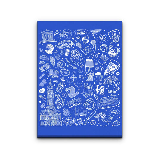Philly Icons (Blue) - Canvas Print