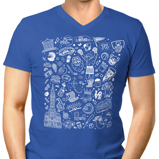 Philly Icons (Blue) - Men's V-Neck