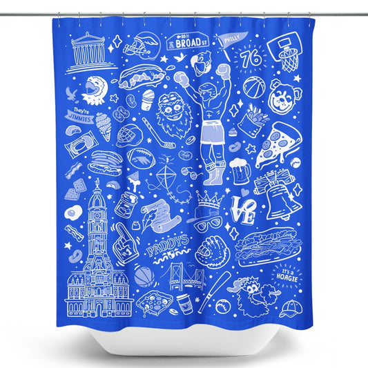 Philly Icons (Blue) - Shower Curtain
