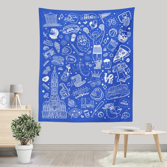 Philly Icons (Blue) - Wall Tapestry