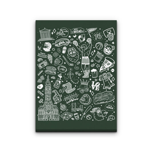 Philly Icons (Dark Green) - Canvas Print