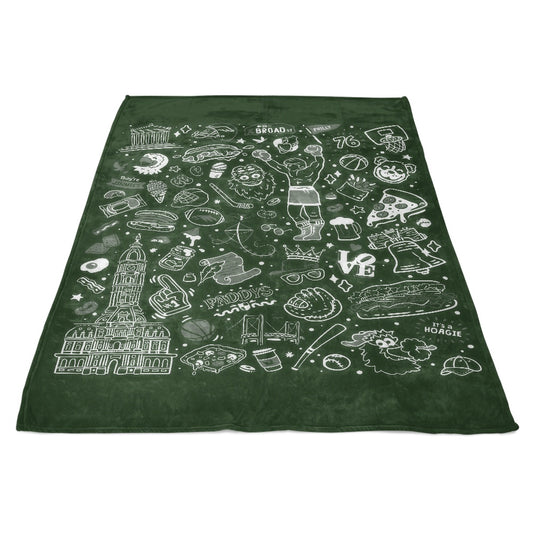 Philly Icons (Dark Green) - Fleece Blanket