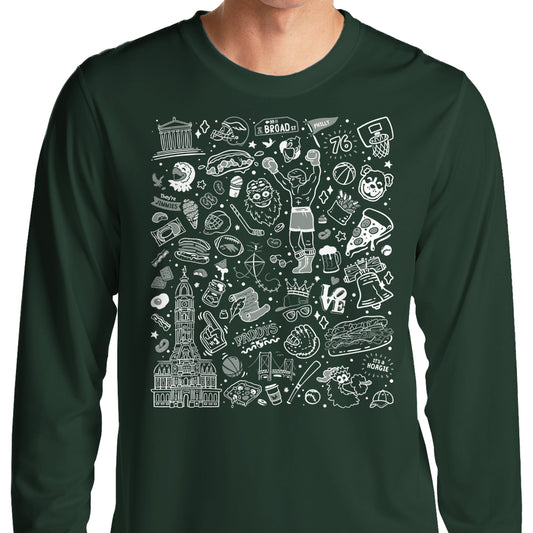 Philly Icons (Dark Green) - Long Sleeve T-Shirt