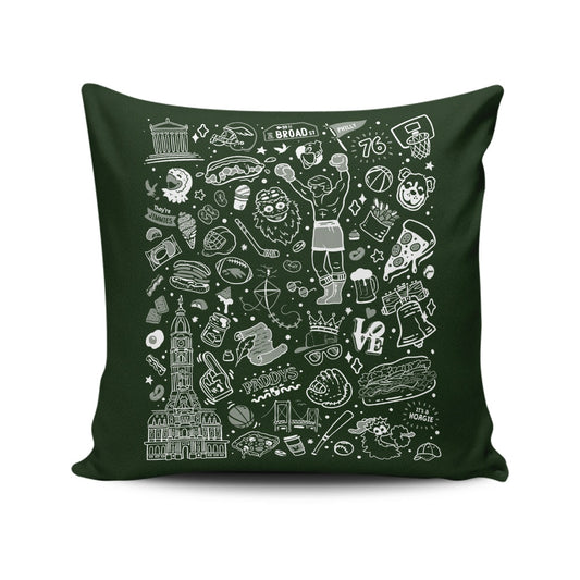 Philly Icons (Dark Green) - Throw Pillow