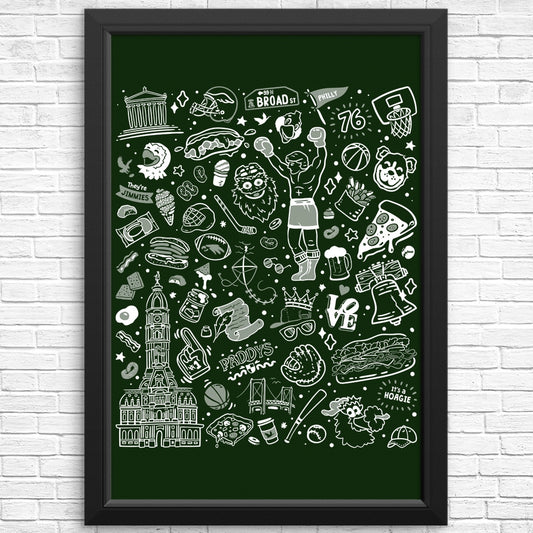 Philly Icons (Dark Green) - Posters & Prints