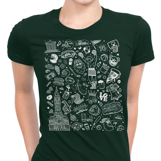 Philly Icons (Dark Green) - Women's Apparel