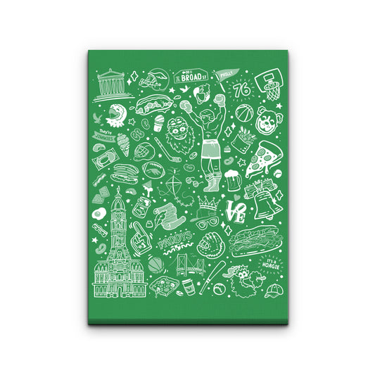 Philly Icons (Green) - Canvas Print