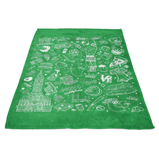 Philly Icons (Green) - Fleece Blanket