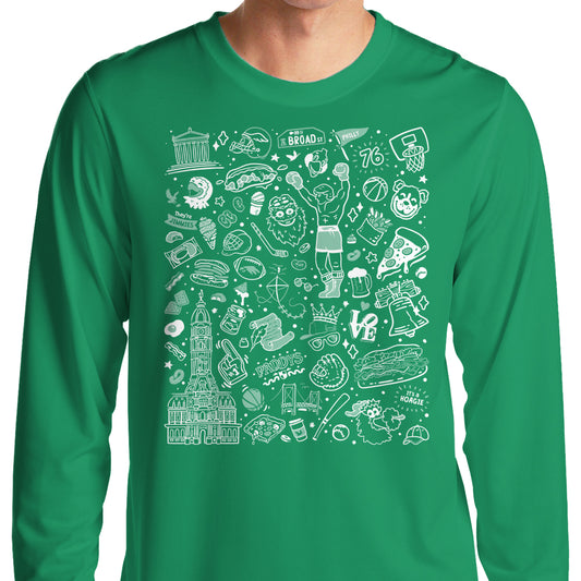 Philly Icons (Green) - Long Sleeve T-Shirt