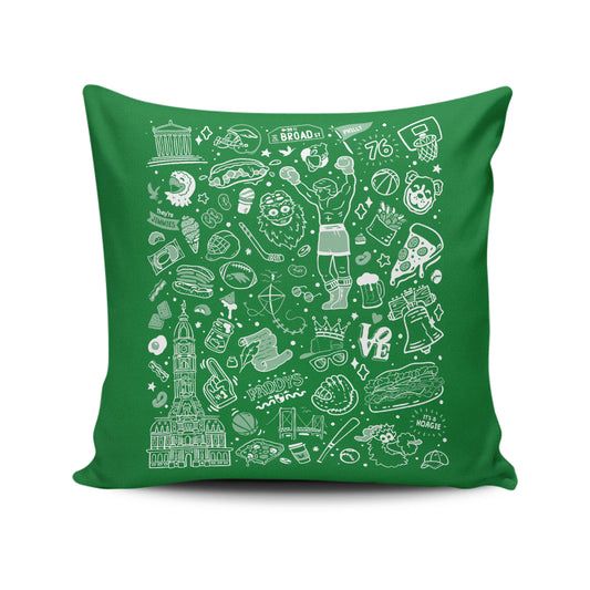 Philly Icons (Green) - Throw Pillow