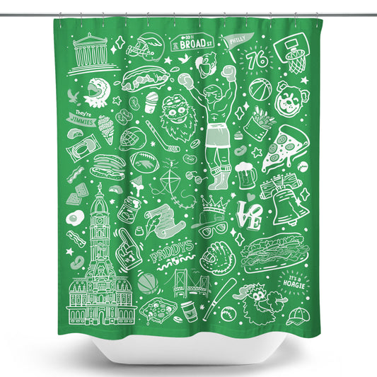 Philly Icons (Green) - Shower Curtain