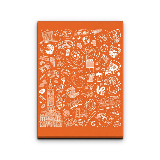 Philly Icons (Orange) - Canvas Print