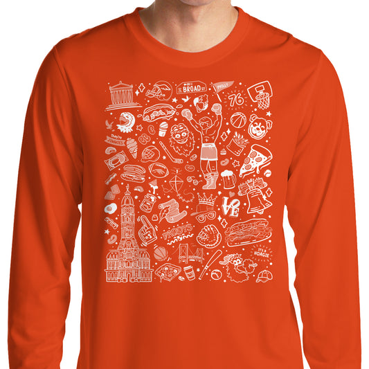 Philly Icons (Orange) - Long Sleeve T-Shirt