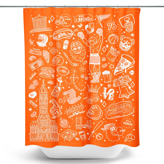 Philly Icons (Orange) - Shower Curtain