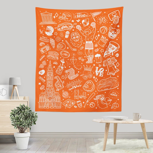Philly Icons (Orange) - Wall Tapestry
