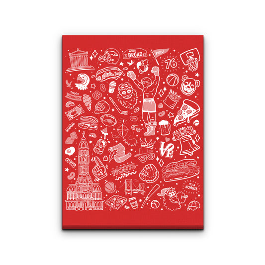 Philly Icons (Red) - Canvas Print