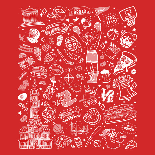 Philly Icons (Red) - Fleece Blanket