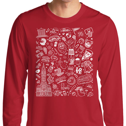 Philly Icons (Red) - Long Sleeve T-Shirt