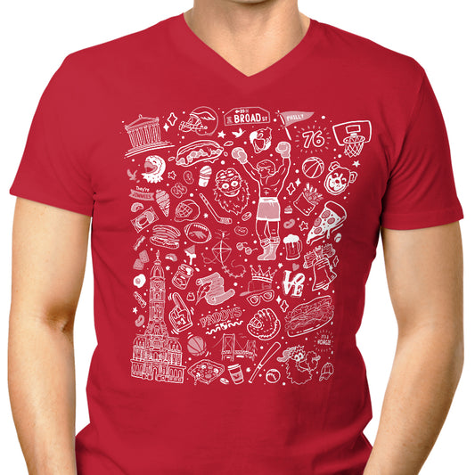 Philly Icons (Red) - Men's V-Neck