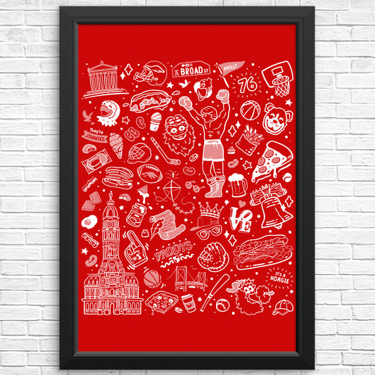 Philly Icons (Red) - Posters & Prints