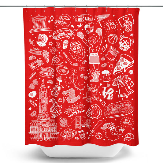 Philly Icons (Red) - Shower Curtain