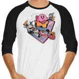 Pink Blob Game - 3/4 Sleeve Raglan T-Shirt