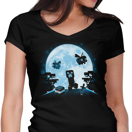 Pixel Moon - Women's V-Neck