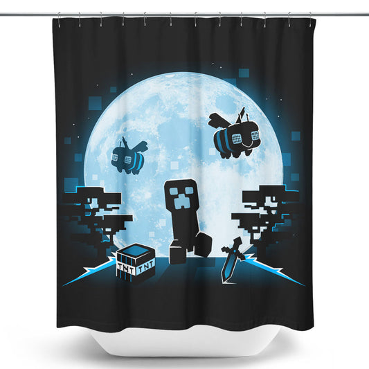 Pixel Moon - Shower Curtain