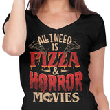 Pizza and Horror - Women's V-Neck