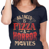 Pizza and Horror - Women's V-Neck