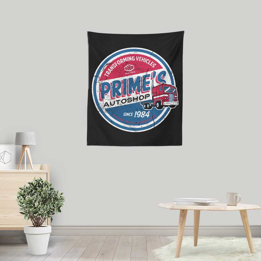 Prime's Auto Shop - Wall Tapestry