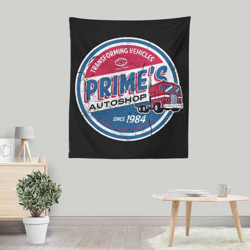 Prime's Auto Shop - Wall Tapestry