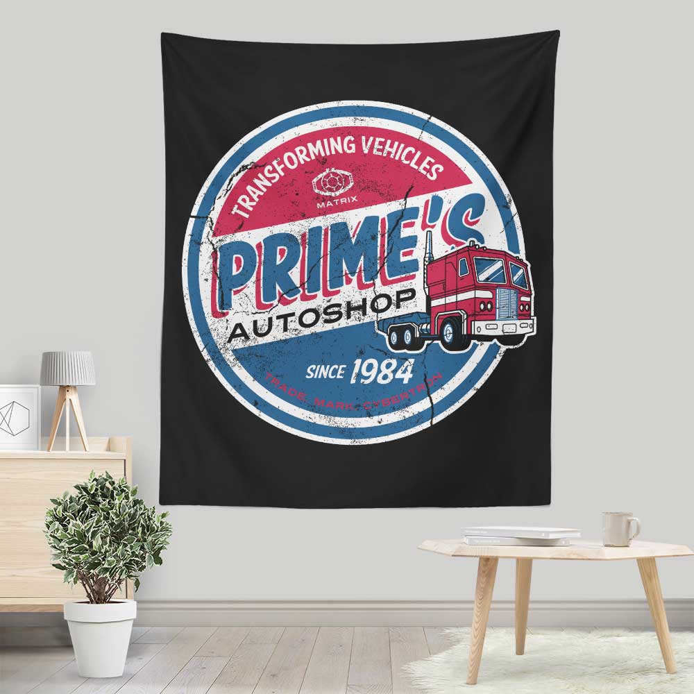 Prime's Auto Shop - Wall Tapestry