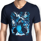 Roaring Blue Flames - Men's V-Neck