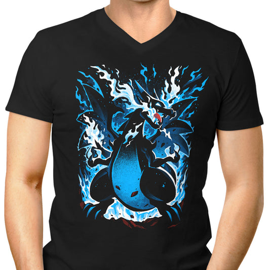 Roaring Blue Flames - Men's V-Neck