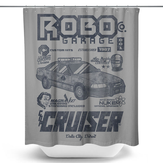 Robo Garage - Shower Curtain