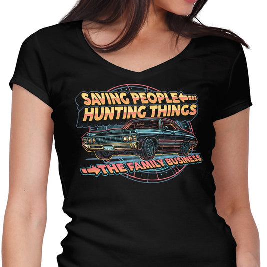 Saving People, Hunting Things - Women's V-Neck