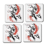 Scarlet Flame Sumi-e - Coasters