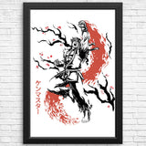 Scarlet Flame Sumi-e - Posters & Prints
