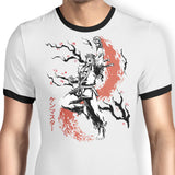 Scarlet Flame Sumi-e - Ringer T-Shirt
