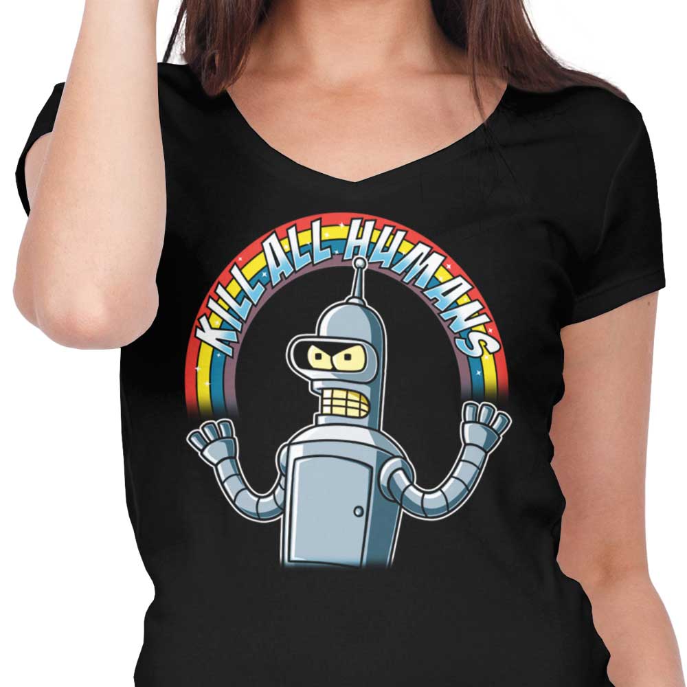 Shiny Metal Robot - Women's V-Neck