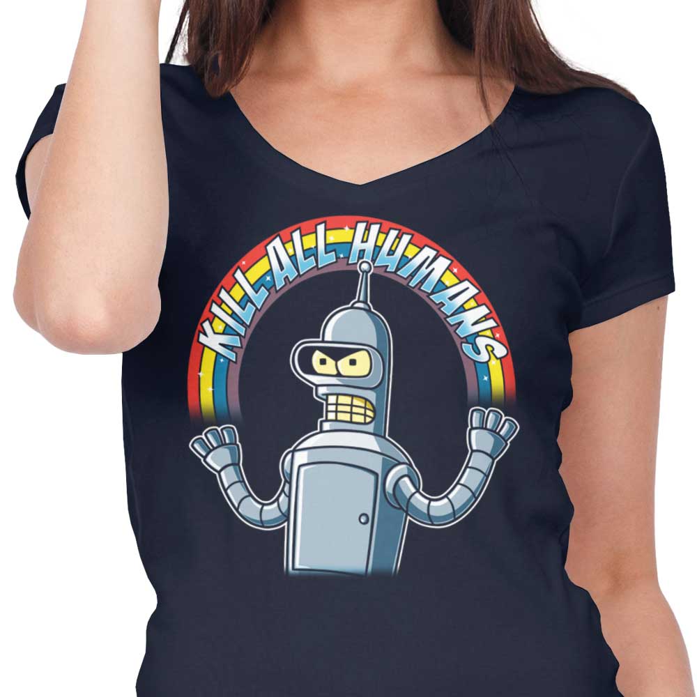 Shiny Metal Robot - Women's V-Neck