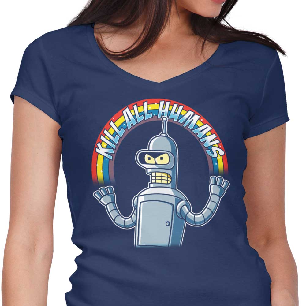 Shiny Metal Robot - Women's V-Neck